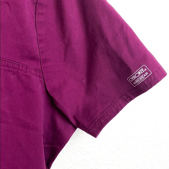 Cherokee Workwear Purple Scrub Top - Picture 4 of 7